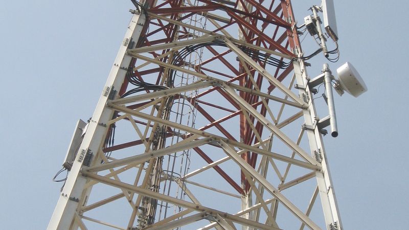 Completed telecom tower with antennas installed